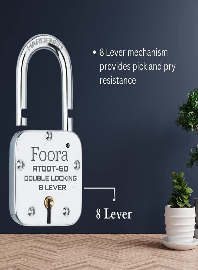 Foora Lock and Keys Door Lock for Home atoot 60 Hardened Shackle Padlock with 5 Keys Each Double Locking 8 Lever (Atoot 60mm Pack of 2) - Image 5